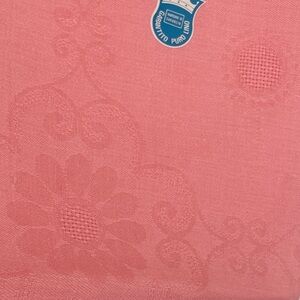Vintage Italian Pure Linen Floral Tablecloth Pink Edge Stitching NWT